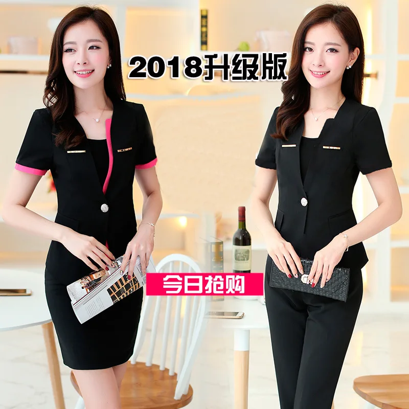 plus size m-6xl(bust 116cm) new suits summer ladies short sleeves Two Piece Set women fashion clothes madam suit dress uniforms |