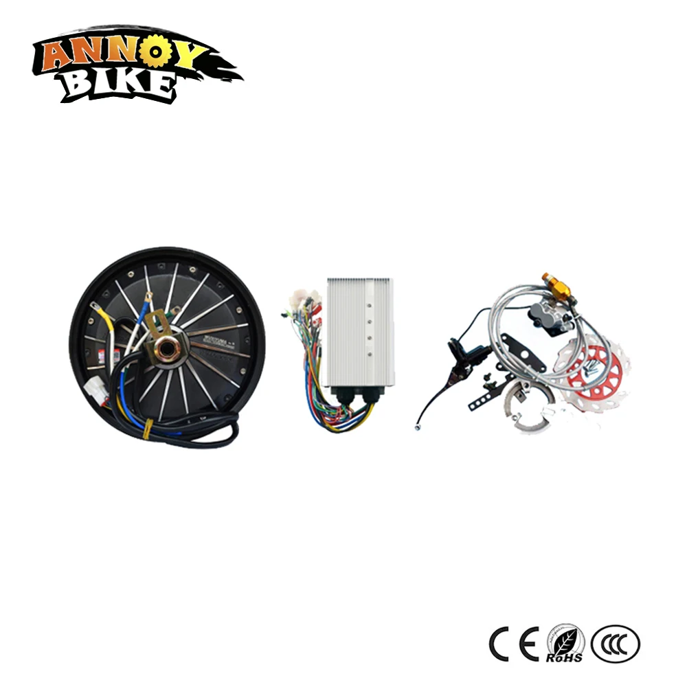 Набор моторов с втулками 10 дюймов 48V 60V 72V 1000W для электрических мотоциклов с контроллером и системой гидравлических дисковых тормозов.