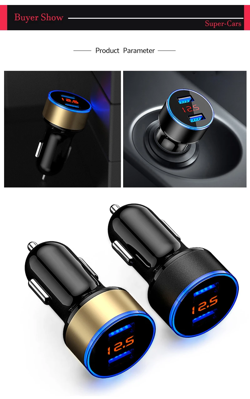 12V автомобильные аксессуары для автомобилей прикуривателя USB Автомобильное зарядное устройство Зарядное устройство светодиодный Дисплей-разветвитель на две зарядки телефона авто аксессуары для путешествий