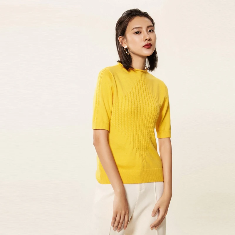 SZDYQH Twist Pattern Sweaters Women Autumn Fashion Short Sleeve Basic Pullover Female Jumpers O-neck Solid Spring Casual Tops | Женская