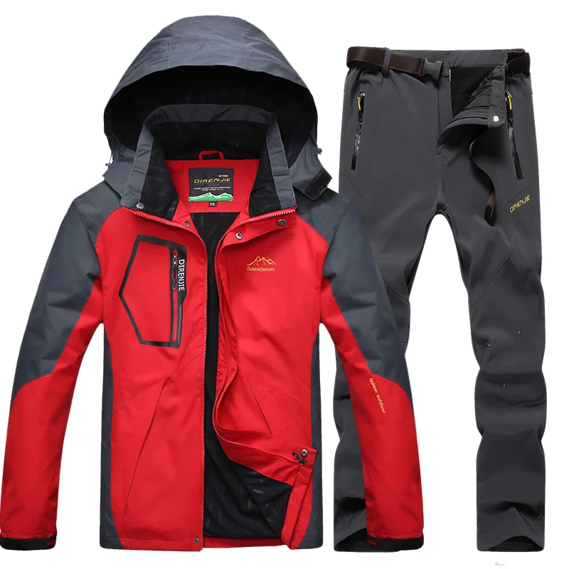 

Outdoor Camping Clothing Men's Spring Autumn Thin Single Jacket+Pants Waterproof Windproof Hiking windbreaker Jackets 2pcs sets