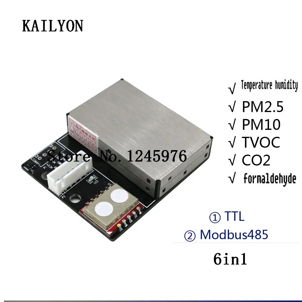

6in1 sensor Latest sensor PM2.5 Air particle dust sensor + temperature and humidity + TVOC + formaldehyde +CO2 Modbus485 output