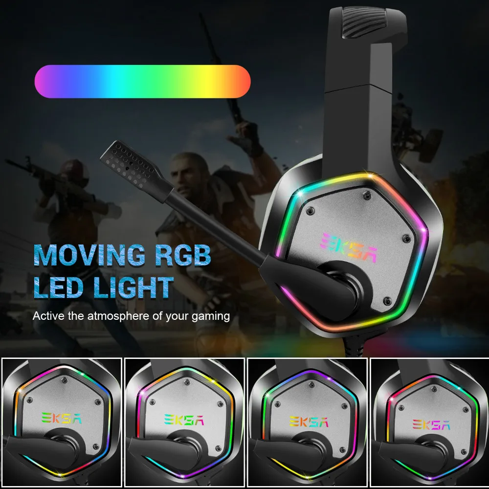 EKSA E1000 7,1 Surround Sound Gaming Headset С микрофоном для PS4/Xbox Один/PC Gamer стерео USB проводных наушников RGB светодиодный светильник