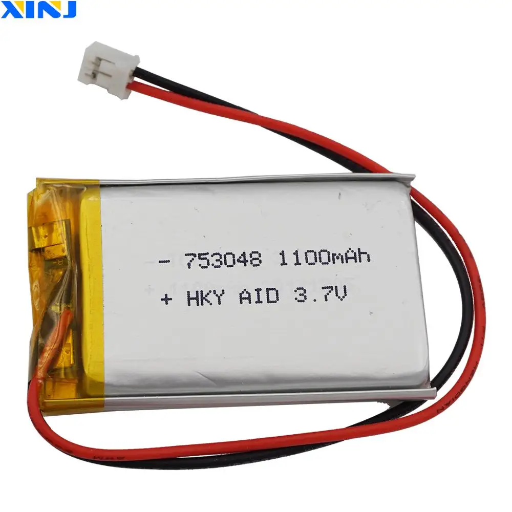 XINJ 3 7 V 1100 mAh литий полимерная аккумуляторная батарея Li Po 753048 2pin JST 2 0 мм для gps игры