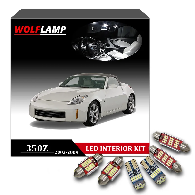 Wolflamp 7 шт. супер яркие фонасветильник для салона автомобиля 2003 2009 Nissan 350Z