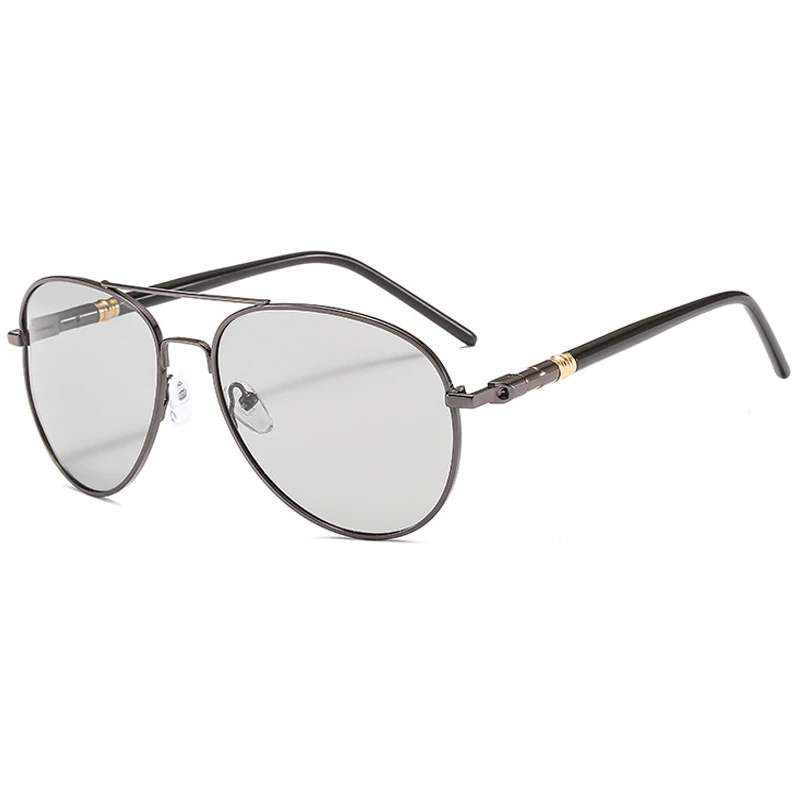 gray Photochromic Aoron брендовые Дизайнерские мужские фотохромные солнцезащитные очки пилота для вождения, поляризационные солнцезащитные очки, металлические очки - Цвет линз: gray Photochromic