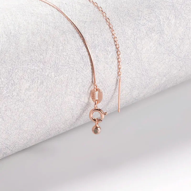 Rose Gold Модные ювелирные изделия из серебра 925 пробы 16 см, цепочка в виде змеи, подвески в виде креста, бисероплетение, цепочка для женщин, браслет, сделай сам, изготовление ювелирных изделий - Цвет: Rose Gold