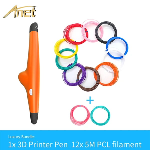 Orange Pen add 12PCL Anet низкой температуры 3d Ручка с 1,75 мм PCL нити Смарт 3D печать Ручка для детей креативные подарки 3D-принтеры чертежная Ручка 3d VP05 - Цвет: Orange Pen add 12PCL