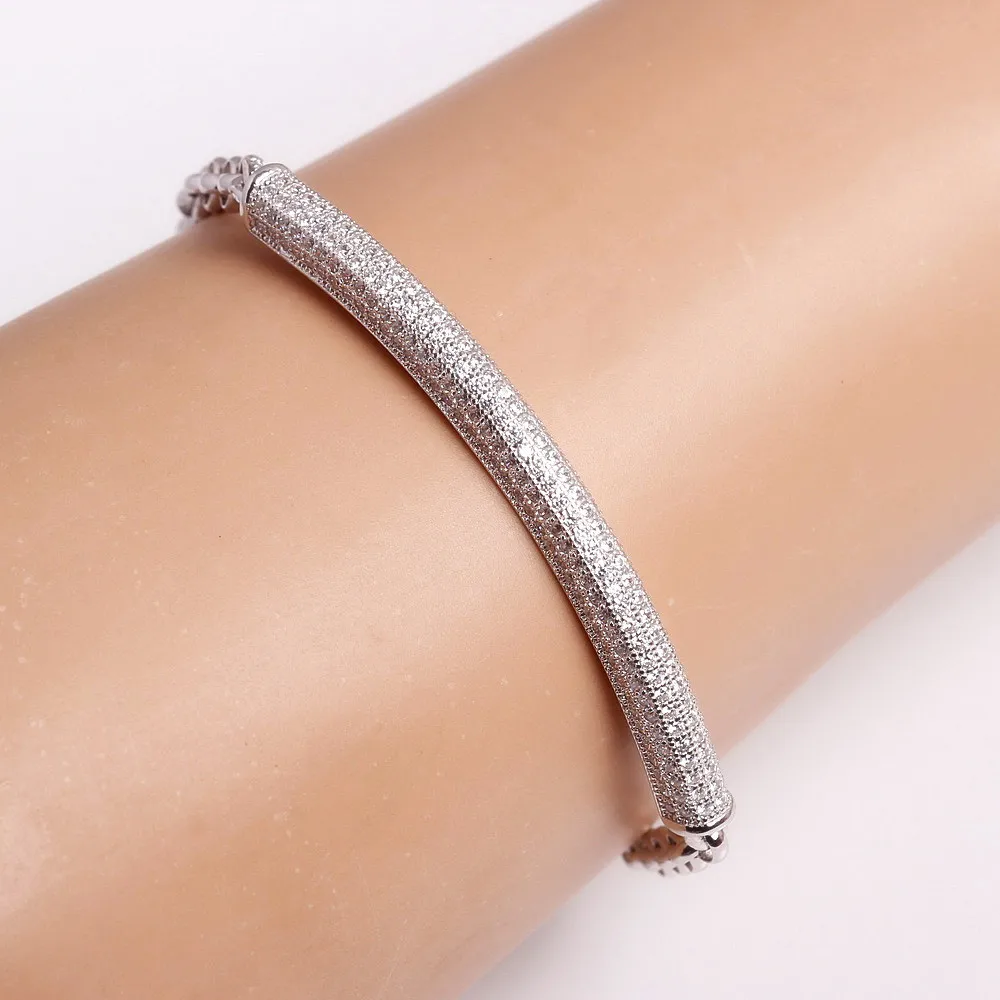 Bracelet Fashion Pure 925 Sterling Silver AAA+ Cubic Zirconia Micro Pave Setting Charm