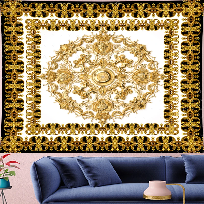 

Court style retro Deconstruction angle Tapestry gold mandala Yoga Mat goblen Tapestries macrame wall towel Wall Hanging decor