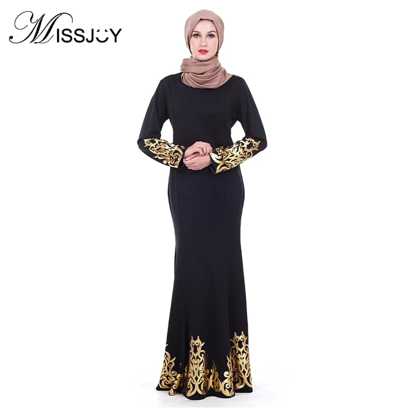 MISSJOY, модные, исламские, Катан, Абая, зимние, вечерние, элегантные, с длинным рукавом, с аппликацией, с принтом, малазийское, женское, черное, макси платье