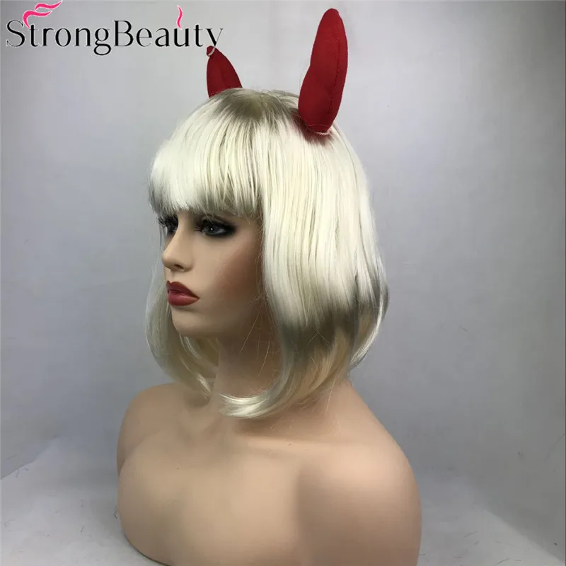 StrongBeauty Хэллоуин вечерние красные/светловолосый парик костюм блонд парик с рогами парик синтетические волосы