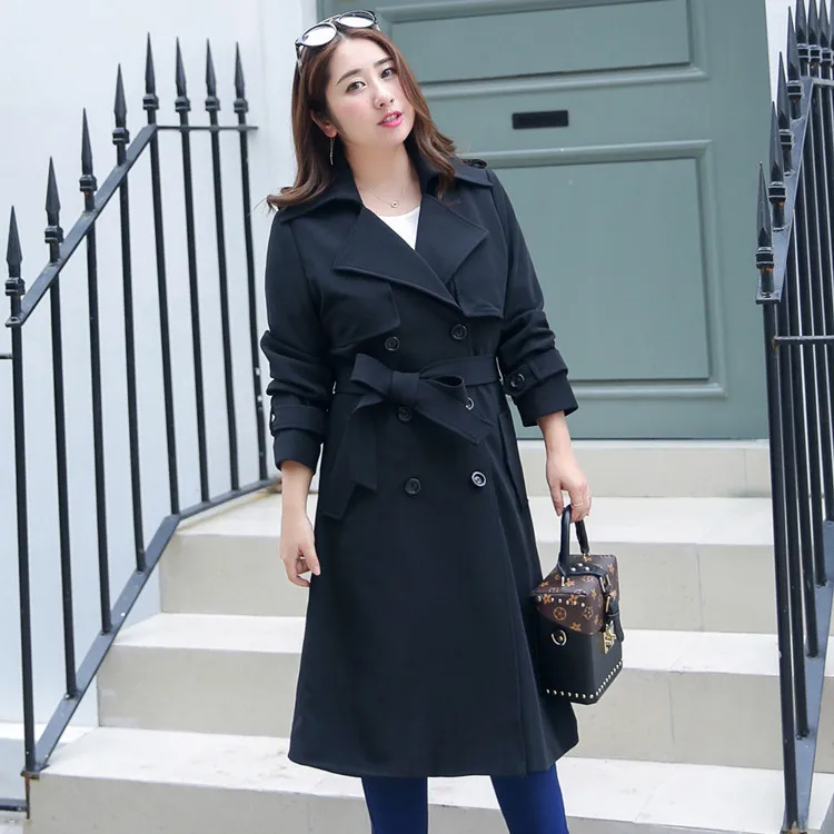 Офисный женский тонкий длинный тренч для женщин однотонный Тренч с отложным