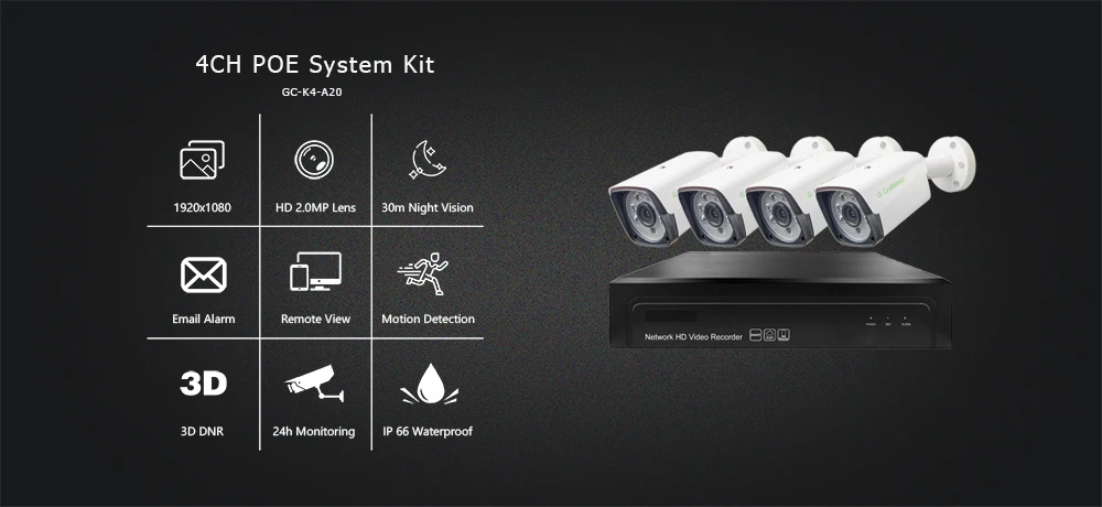 4ch 1080P POE Комплект H.265 система видеонаблюдения 8ch NVR 2.0MP наружная Водонепроницаемая ip-камера наблюдения сигнализация видео P2P G. Craftsman
