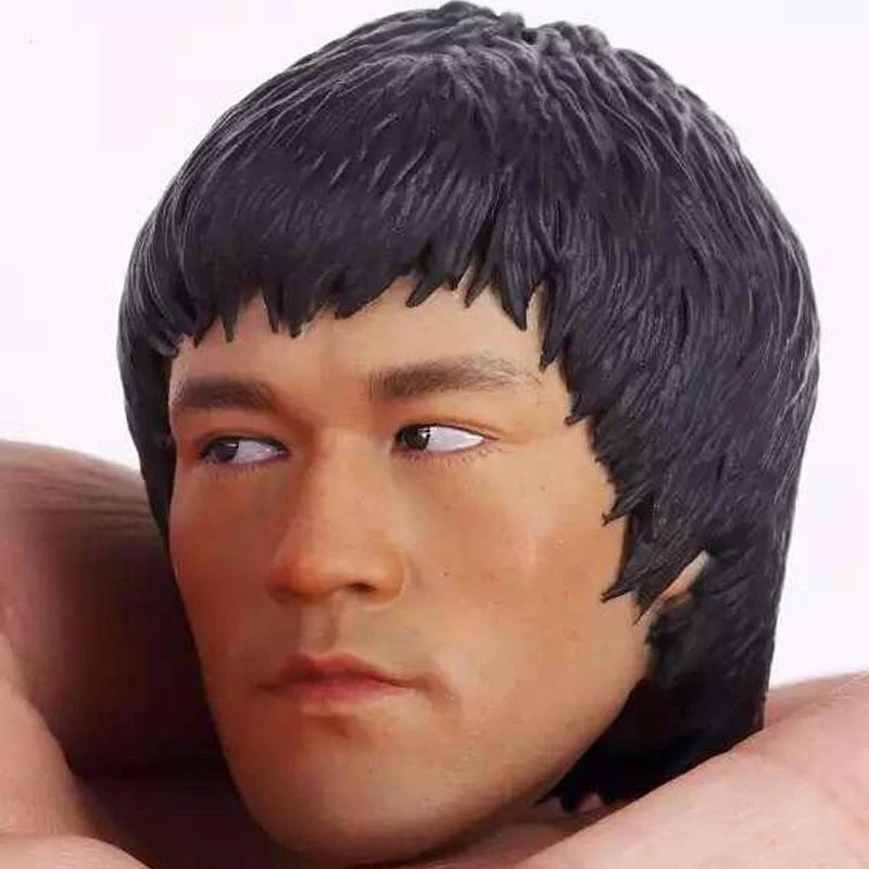 

Mnotht 1/6 Soldier Male Head Carve toy Asian Kung fu Star Bruce Lee head Sculpt model for 12'' Action Figure body Collection