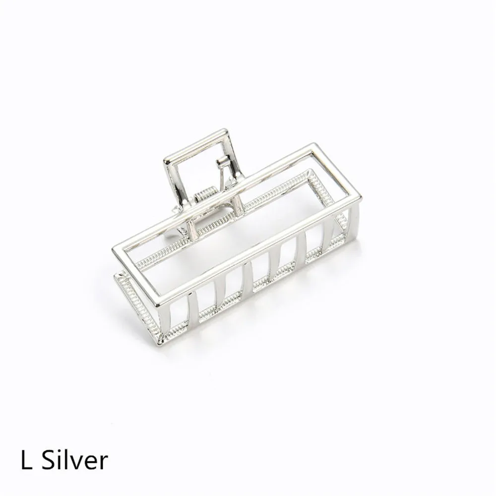 Silver L Женский геометрический коготь для волос Одноцветный Краб для волос Ретро квадратная форма заколки для волос с жемчугом когти аксессуары для волос большой размер шпилька - Цвет: Silver L