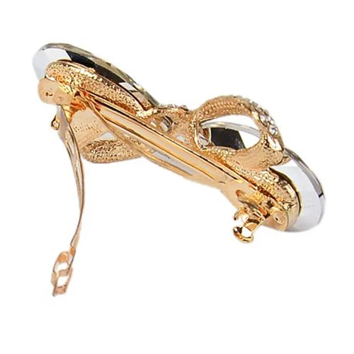 Кристалл горного хрусталя овальный бантом заколки для волос клип зажим шпилька