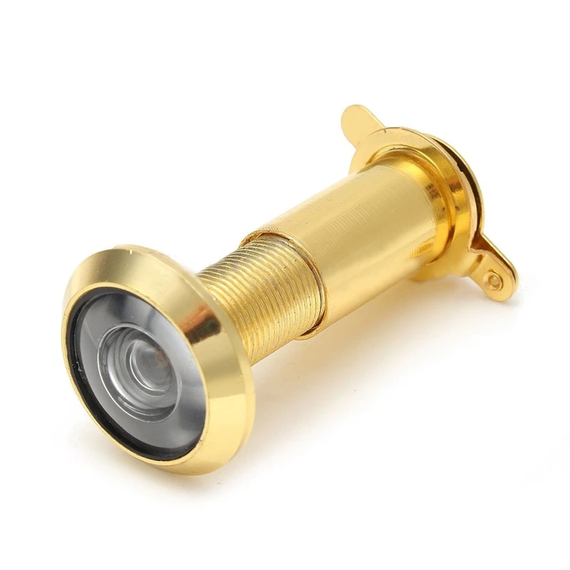 

200 Degree Retractable 36-58mm Security Door Viewer Peephole Peep Hole Spyhole + Cover, Gold