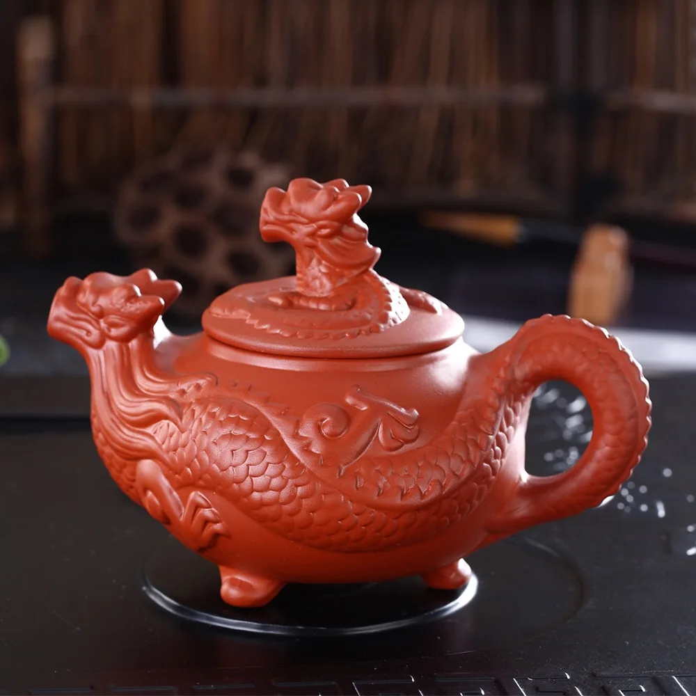 

400ml chinese kongfu ceramic dragon teapot authentic handmade Purple Clay Teapot Gift