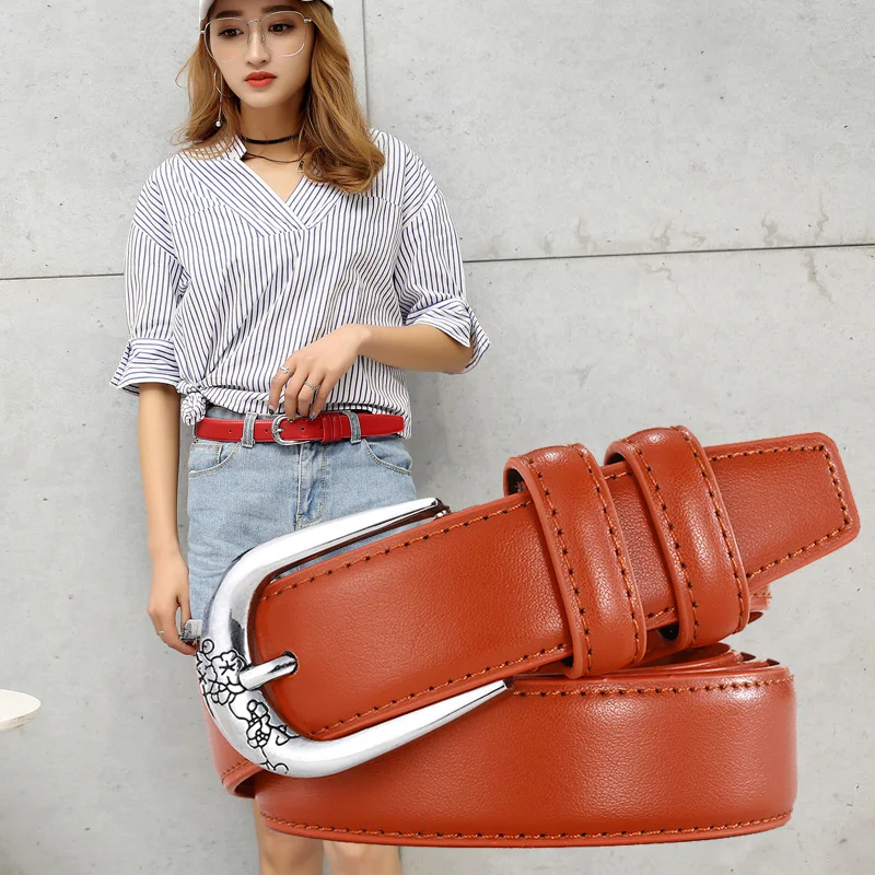 Новинка 2017 модный широкий ремень из натуральной кожи Женский винтажный