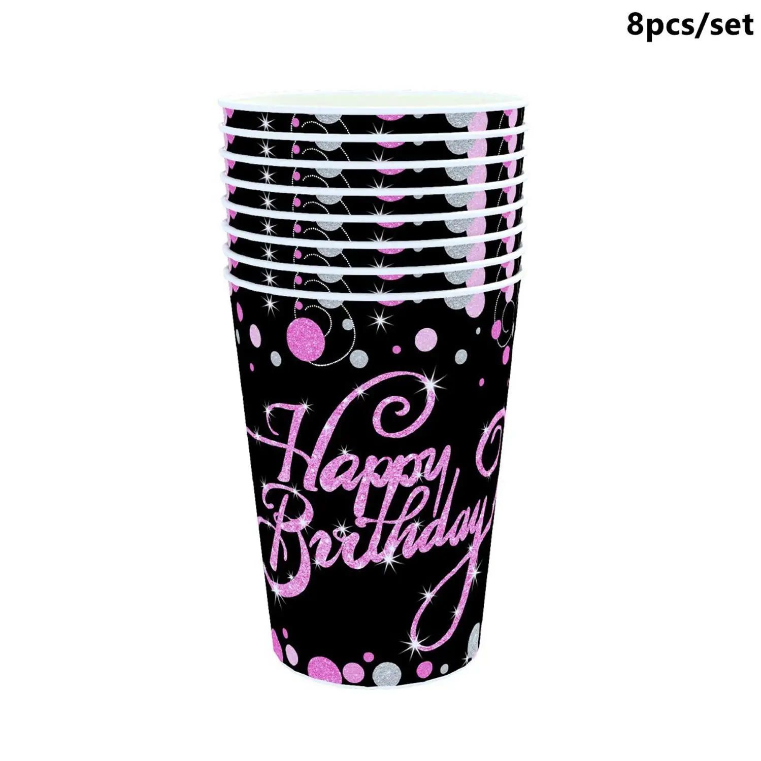 Pink Cups Taoup черная Золотая бумага 30 одноразовая посуда на день рождения 30-й декор с днем рождения Декорации для взрослых одноразовая посуда для вечеринок - Цвет: Pink Cups