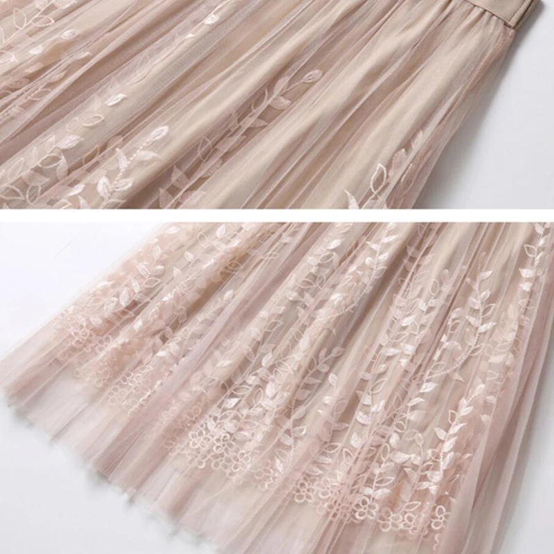 Высококачественная элегантная фатиновая длинная Плиссированная юбка для женщин