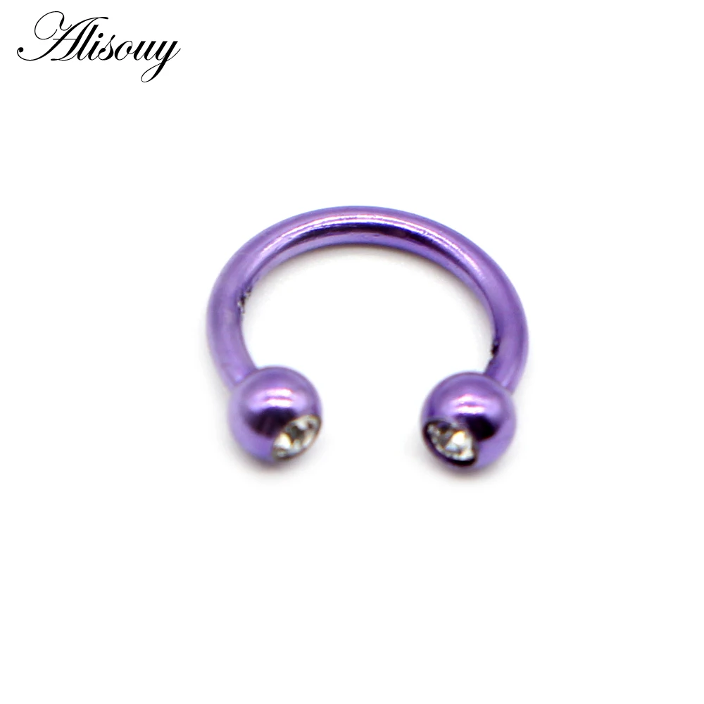 G Purple Alisouy 1 шт. Нержавеющая сталь кольца кольцо в носу пирсинг поддельные пирсинг Перегородка Clicker номера вешалка для ювелирных изделий - Окраска металла: G Purple