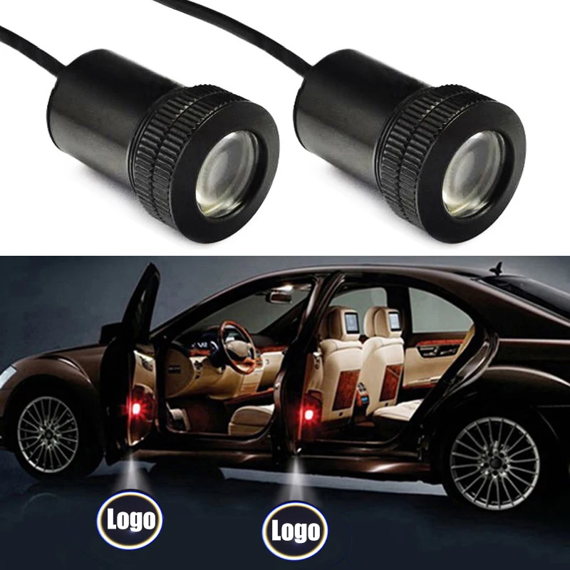 2 шт. светодиодный светильник с логотипом на дверь автомобиля для Lada Kia Volkswagen hyundai Ford Toyota Chevrolet Mazda Ghost Shadow Lamp