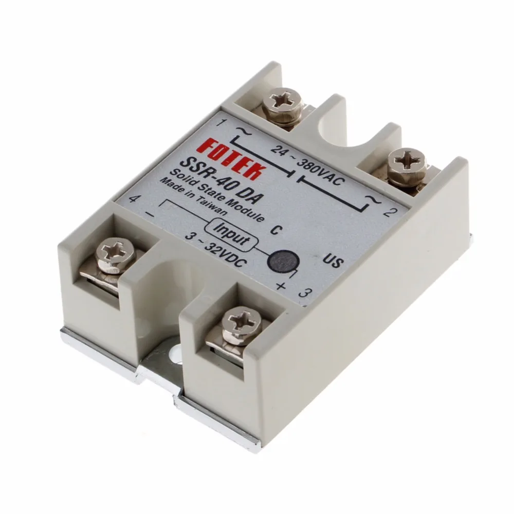 24V-380V 40A 250V SSR-40 DA твердотельные реле Модуль 3-32 В постоянного тока в переменный ток