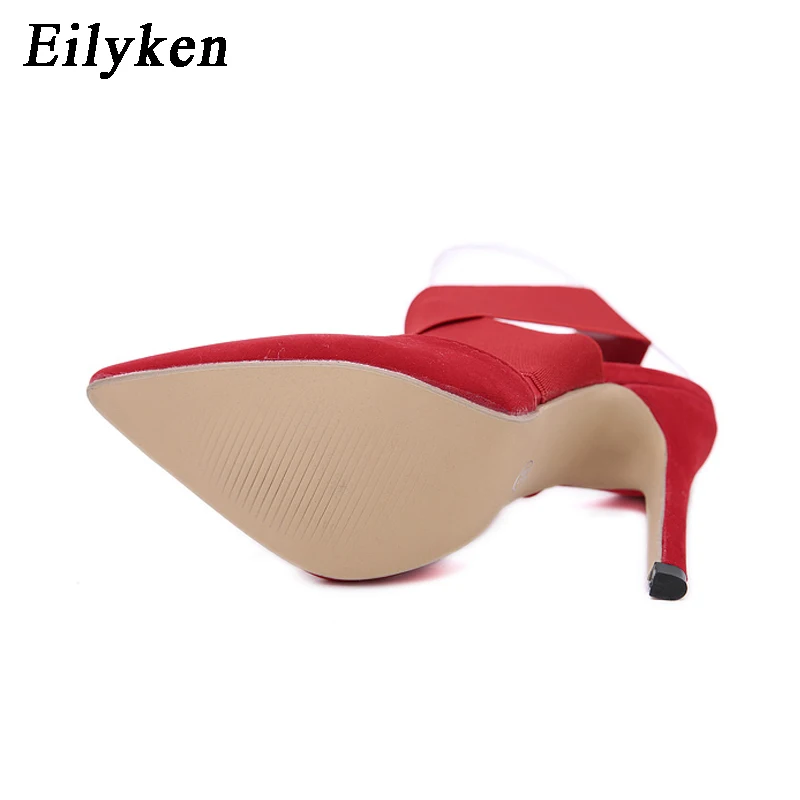 Eilyken/ дизайн; осенние босоножки-лодочки Модные женские свадебные туфли на тонком каблуке 12 см с острым носком; цвет красный, черный Размеры 35-40