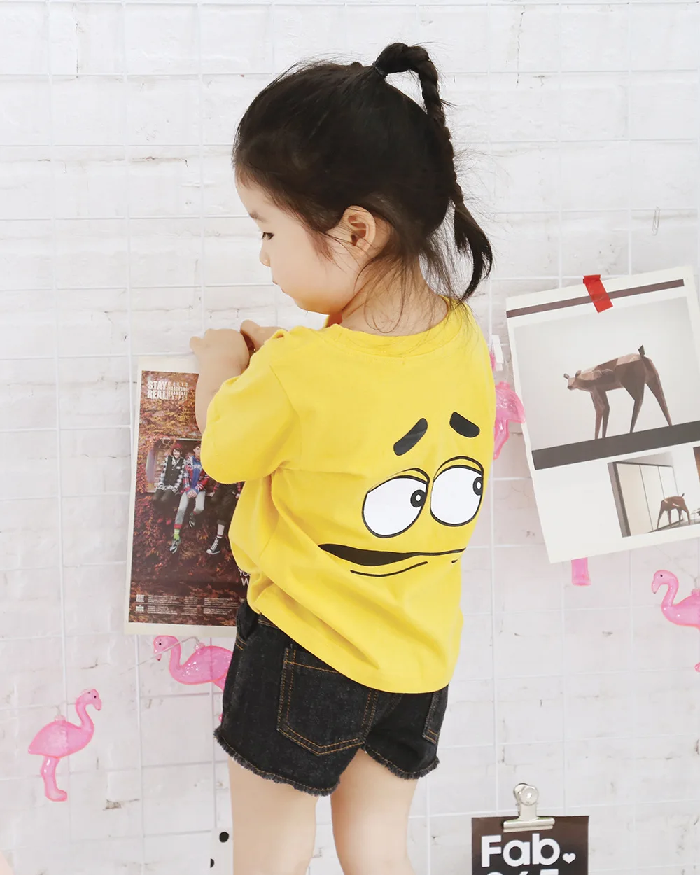 

Children's cotton candy color T-shirt, parent-child outfit, summer new boys and girls, M printing, cartoon short sleeve