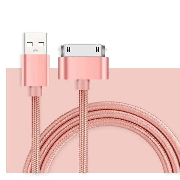 SUPTEC USB кабель для iPhone 4, 4S, 3GS, iPad 2, 3, iPod Nano touch, прочный, быстрая зарядка, 30 Pin, адаптер, зарядное устройство, кабели для передачи данных - Цвет: Rose