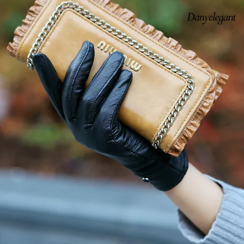 2017 Новые Зимние Натуральная Кожа Перчатки женские Тепловые Кожаные Зима