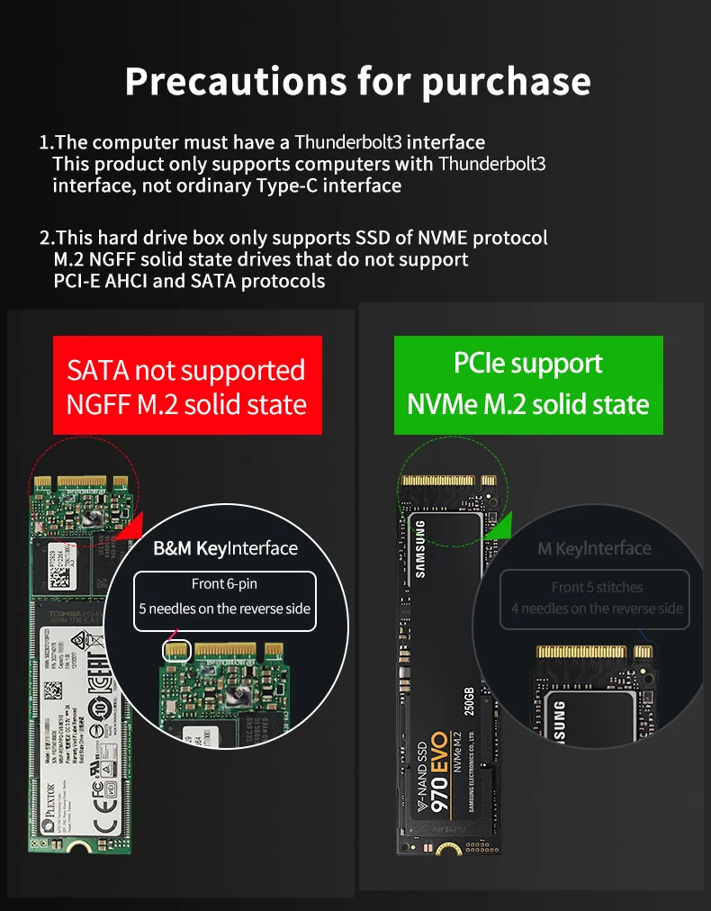 PCIe thunderbolt 3 m.2 NVME корпус ssd чехол NVME с thunderbolt 3 TYPE-C кабель TYPE C 3,1 USB3.1 M.2 PCIE SSD