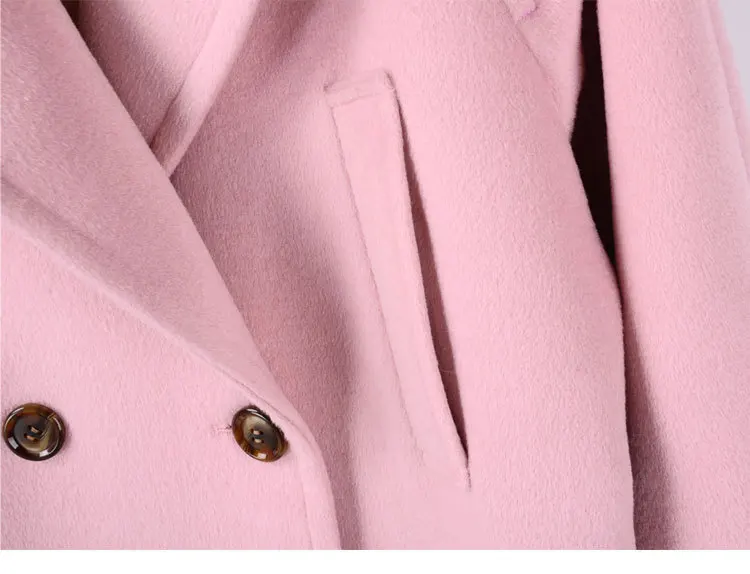 Зимняя Новая женская шерстяная куртка с отложным воротником длинное одноцветное