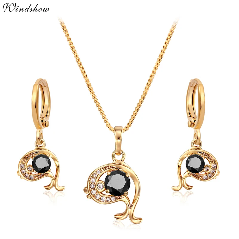 Ожерелье с кулоном в виде дельфина золотистого цвета фианитом|jewelry sets for women|jewelry