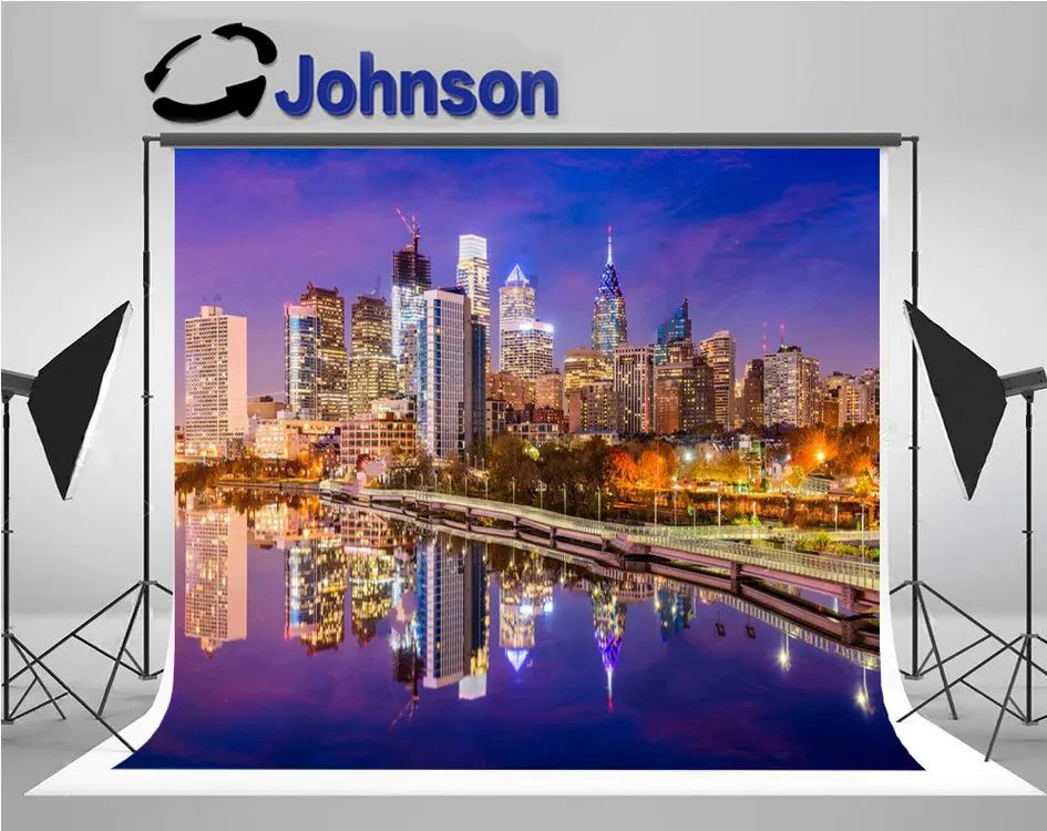 

Philadelphia USA Skyline Schuylkill River backgrounds High quality Computer print scenic backdrops