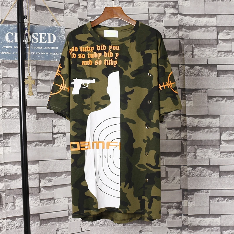 Летняя Мода BF Стиль Камуфляж Топы Стрелять Целевая Печати С Коротким Рукавом