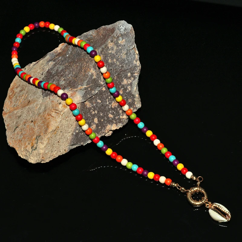 Цветной бисер чокер для женщин Модный богемный летний шикарный нагрудник