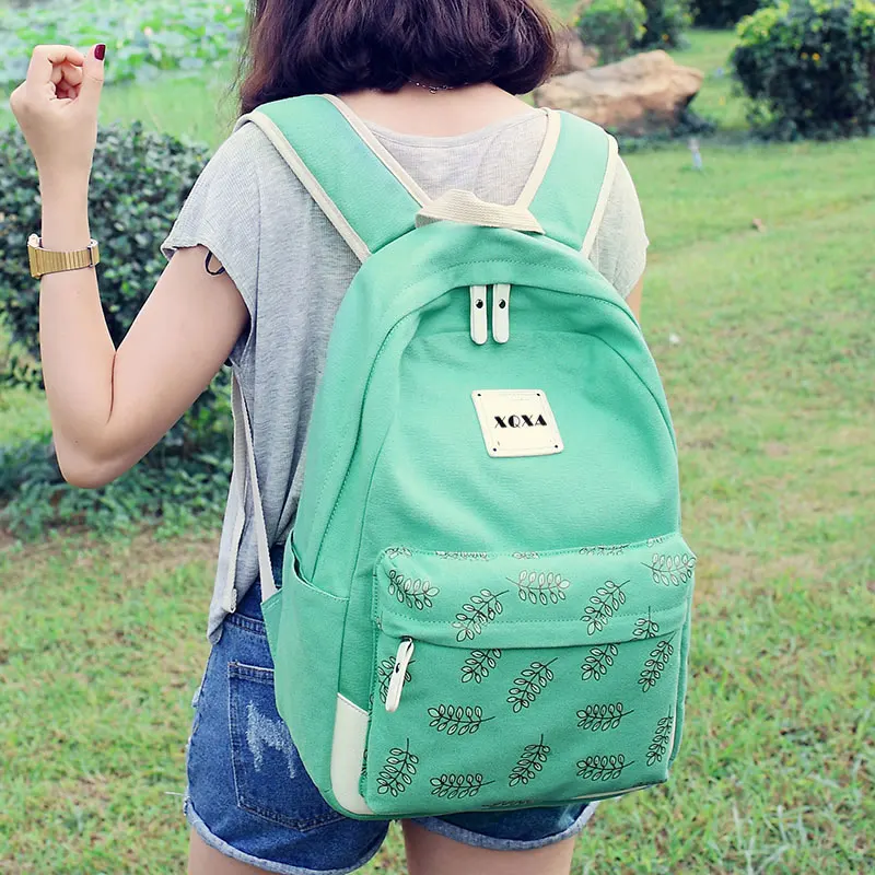 XQXA модные школьные сумки для девочек подростков милый Лист Печать холст женский