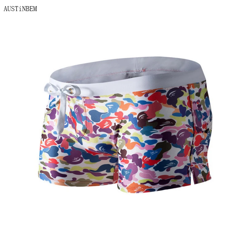 SD350 Sexy Tiger Bear Print Men Swimwear Sunga Men's Swimsuits Surf Board Beach Wear Man Swimming Trunks Boxer Shorts Briefs | Спорт и