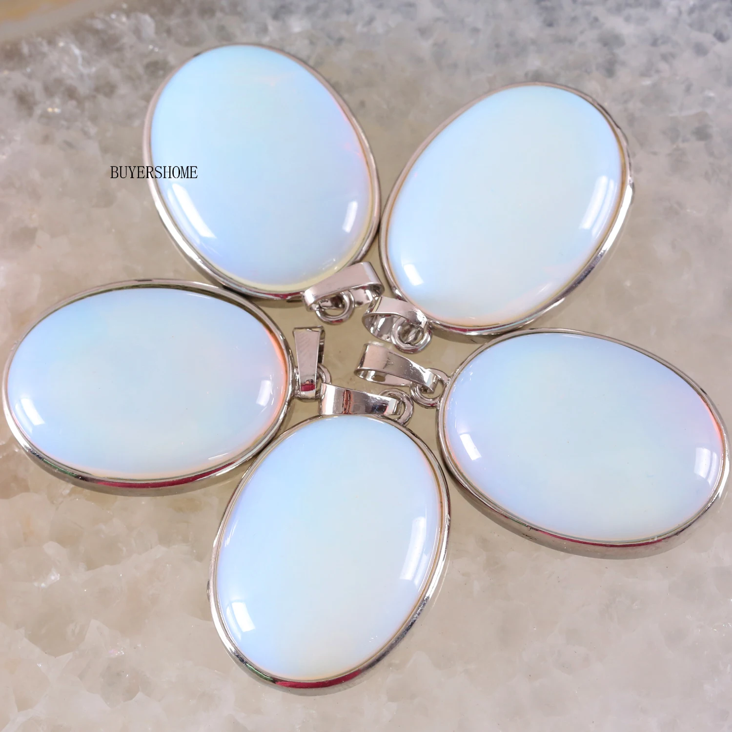 

BUYERSHOME 10Pcs Multi color Oval 25x35MM Women Jewelry For Necklace Natural Stone Beads Pink Rhodonite Green Onyx Pendant K650