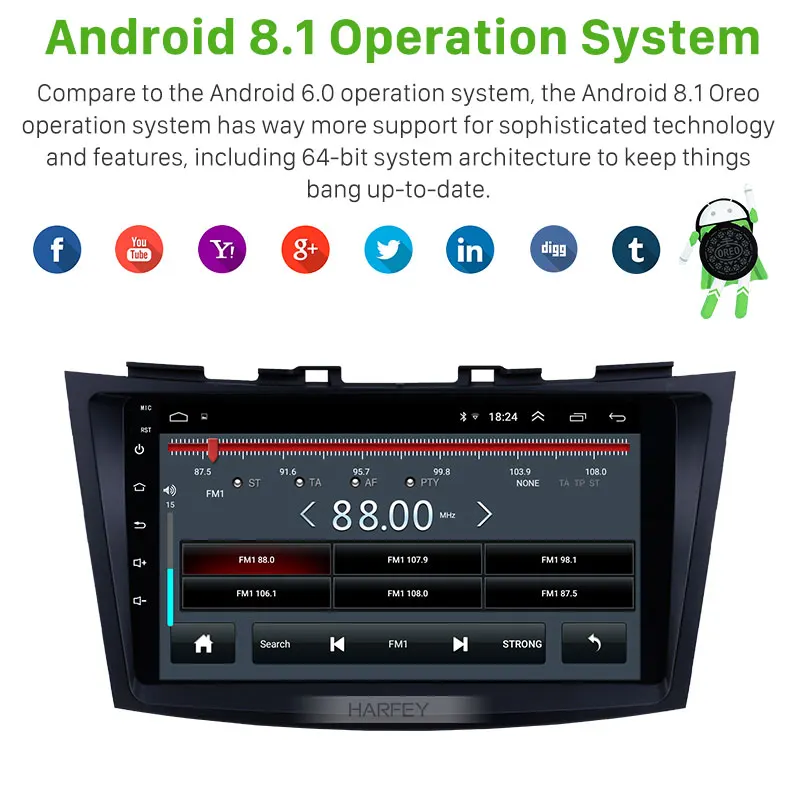 Harfey Android 8 1 авто радио для SUZUKI SWIFT 2011-2013 9 &quotGPS навигация аудио поддержка OBD2 DVR Bluetooth