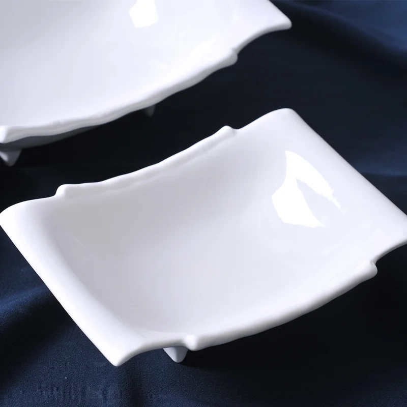 Concise Ceramic Footed Rectangle Serving Dish Set Decorative Porcelain Dining Plate Tableware Ornament Craft for Pudding and Pie | Дом и сад