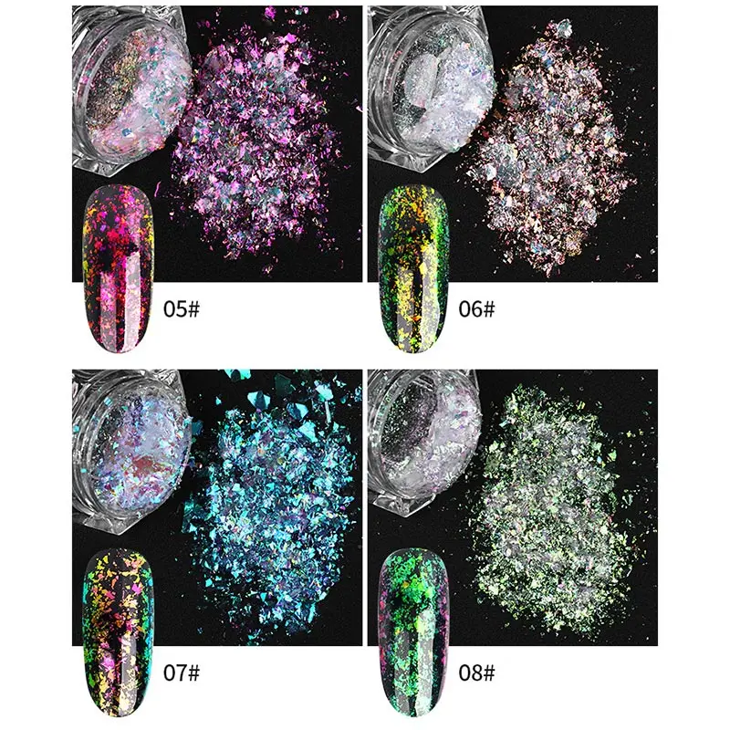 Nail Glitter Sequins Powder Holographic Spangles 3D Nail Art Decoration MH88