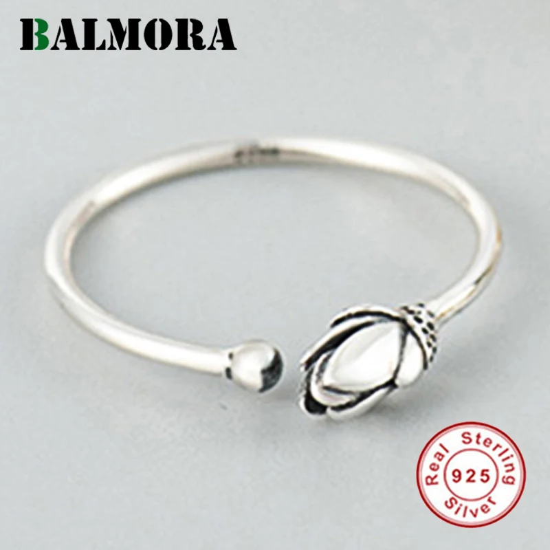 Женское Открытое кольцо с цветком лотоса из серебра 100% пробы|open ring|fashion rings for