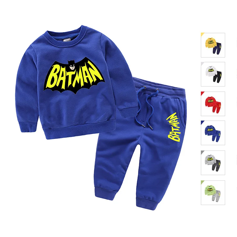 Новые Мальчики Бат стиль печати комплект одежды спортивный костюм дети