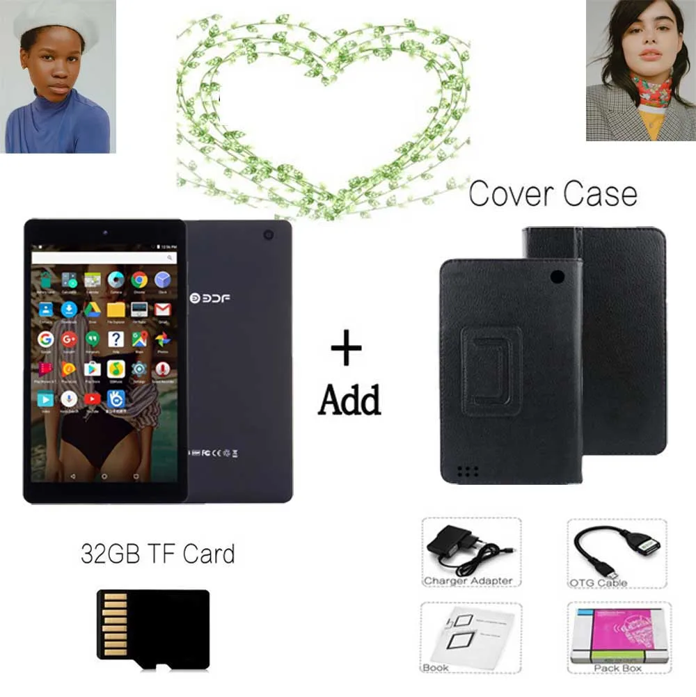Holster 32GB TF Card BDF Android планшет, 8 дюймов, WiFi планшет, Android ноутбук, 1 ГБ ОЗУ, 16 Гб ПЗУ, 1280*800 ips, четырехъядерный планшет, ПК, Bluetooth, мини планшет 7 8 9 10 - Комплект: Holster 32GB TF Card