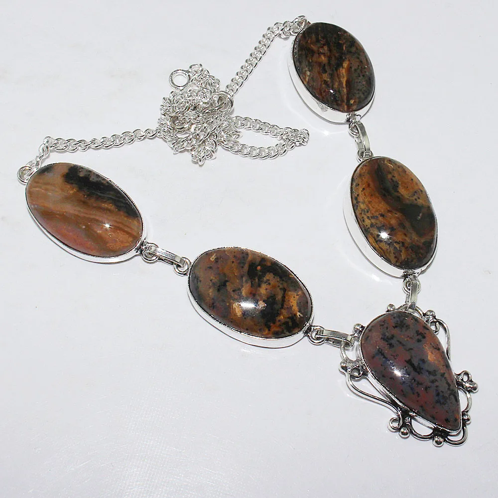 

Honey Dendrite Necklace Silver Overlay over Copper, 50cm, N1680
