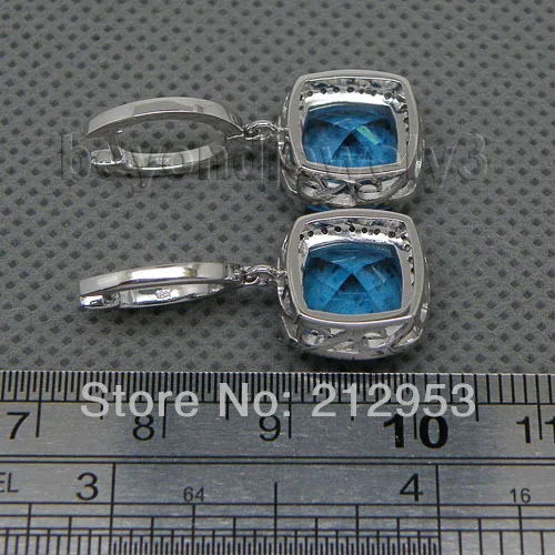 Женские винтажные серьги с синим топазом 10x10 мм 14 КТ E0006|earrings for|earrings blueearrings earring |